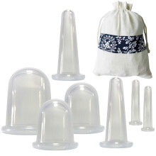 (Transparent) 7-piece Set Of Silicone Vacuum Cupping Jars For Massage, Anti-cellulite Suction Cups For Face And Body Pain Relief