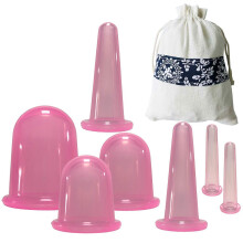(Pink) 7-piece Set Of Silicone Vacuum Cupping Jars For Massage, Anti-cellulite Suction Cups For Face And Body Pain Relief