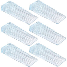 6-Piece PVC Door Stops, Height-Adjustable and Stackable Floor Door Wedges, Transparent Doorstops for Doors and Floors