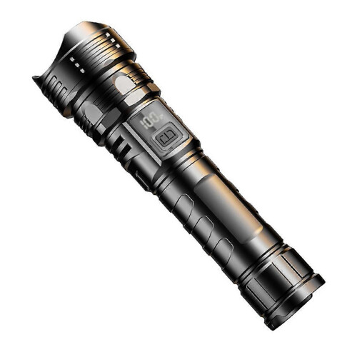 Rechargeable Portable LED Flashlight with Digital Display Telescopic Zoom Outdoor Work Light
