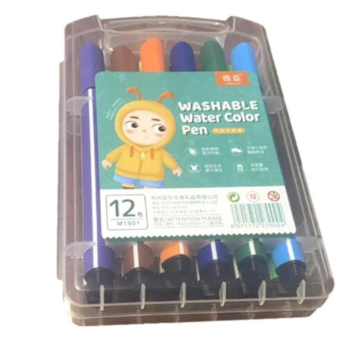 Conjunto de lápis de cor com 6 pincéis e 12 lápis de cor, compatível com robôs de pintura inteligentes para crianças.