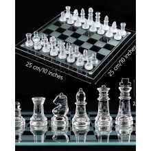 Elegant 10" Glass Chess Set - Premium Quality Board Game for All Ages for Chess Enthusiasts and Home Decor