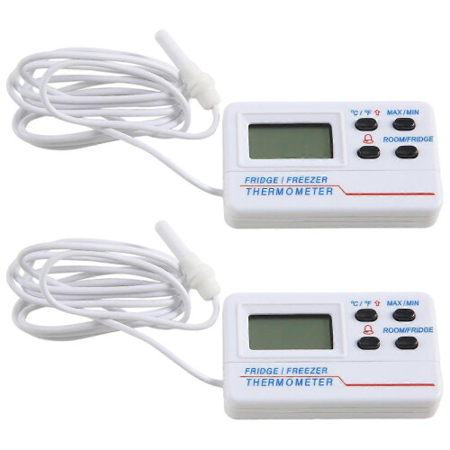 Termômetro eletrônico para geladeira/freezer doméstico com alarme de temperatura dupla e visor digital.