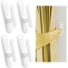 Pieces Curtain Tiebacks Adhesive Hooks No Drilling Wall Mounted Plastic Hooks Window Curtain Tiebacks for Blind Cord Home Office Blinds