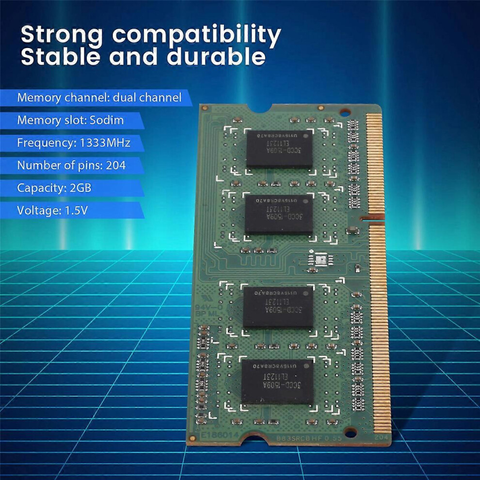 Ddr3 2Gb Sodimm Ram Memory, 1Rx8 Pc3-10600S, 1333Mhz, 204Pin, 1.5V, Laptop Memory Module 3454875362829