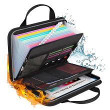 14.6x10.2in Waterproof Fireproof Accordion File Organizer with 12 Folders compatible with Academi