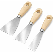 3 Piece Wallpaper & Paint Scraper Tool Set, Wooden Handle and Metal Blade, Perfect DIY Decorating Paint Removal Scraper Tool Set