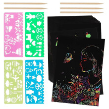 Regenbogenfarbenes Kratzpapier-Set zum Zeichnen und Notieren