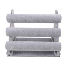 Gray Jewelry Display Stand, Triple Bracelet Holder, Watch Bangle Bar, Necklace Storage Organizer
