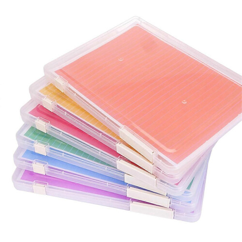 Plastic File Storage Box, 6 Pack for A4 Paper, with Labels, for 8.5 x 11 Inch Documents, Office Use