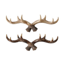 Vintage Deer Horn Resin Key Hooks Holder, Wall Mounted Cap Coat Hanger Rack for Living Room Bathroom