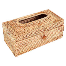 Handmade Rattan Tissue Box Elegant Desktop Storage Home Decoration