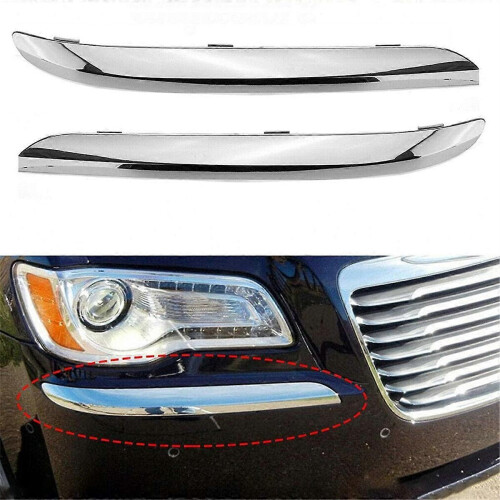 Chrome Front Bumper Molding Trim compatible with Chrysler 300 Accent 2011-2014