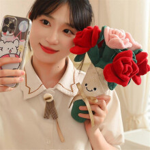 Muñeco de peluche con forma de ramo de rosas de dibujos animados, ideal para el Día de San Valentín chino.