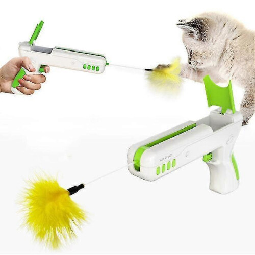 (Green) Cat Teaser Gun Interactive Cat Toy For Indoor