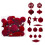 Flocked Christmas Baubles Set – 28 Red Plastic Tree 1