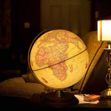 Globo terrestre illuminato con supporto in legno, LED integrato per la visione notturna, globo antico per bambini