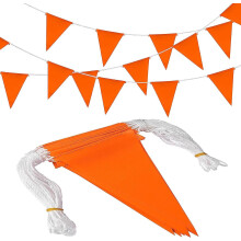 45 Pcs Reflective Orange Safety Pennant Banner String PVC Construction Caution Barricade Flags Windproof Waterproof for Rooftop