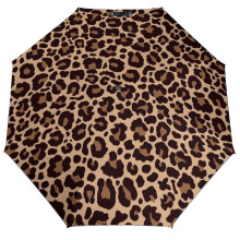 Leopard Stripes Automatic Folding Travel Umbrella Windproof 3 Folds for Adults