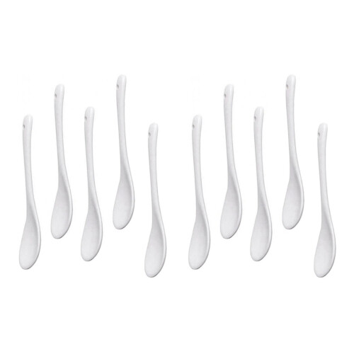 10 Pack White Porcelain Ceramic Coffee Dessert Egg Spoons
