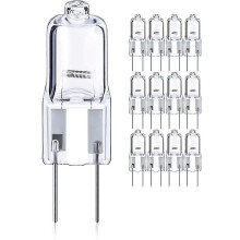 12-pcs 50w Halogen Bulbs, Dimmable 12v Bi-pin Base T4 G6.35 820lm