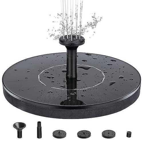 Solar Powered Water Fountain, 16 cm, Black, EU Standard