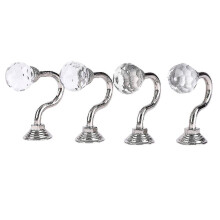 4 Pcs Acrylic Crystal Finial Wall Hooks With Crystal Ball Curtain Accessories Classic Small Hook