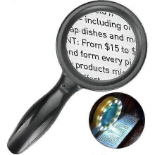 30x 60x Reading Magnifier Rechargeable Lighted with 33 Dimmable LEDs for Seniors Newspapers Crafts Exams Books