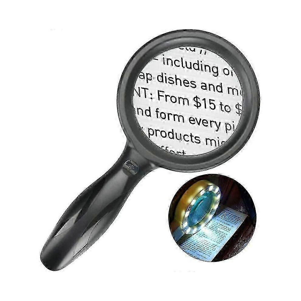 30x 60x Reading Magnifier Rechargeable Lighted with 33 Dimmable LEDs for Seniors Newspapers Crafts Exams Books