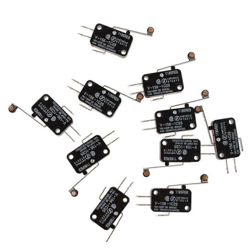 10pcs Micro Limit Switches, Long Hinge Roller Lever Arm, Snap Action