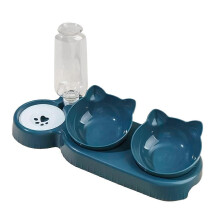 3 in 1 Pet Bowls Set, Tilted Food Water Bowl with Gravity Water Feeder