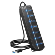 7-Port USB 3.0 Hub-Splitter-Adapter mit unabhängigen Schaltern