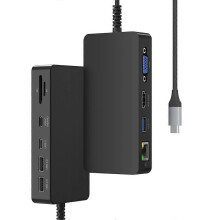 Docking station USB-C con alimentatore, triplo display, 2 HDMI+VGA, compatibile con dispositivi Surface Pro.