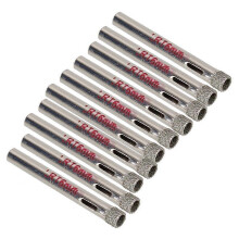 10 Stück 6 mm Durchmesser silber-diamantbeschichtete Bohrer, geeignet für Fliesen, Keramik und Glas