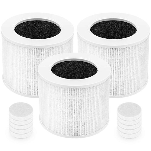 3 Pack Core Mini Replacement Filters, 3-IN-1 H13 True HEPA Filter compatible with LEVOIT Core Mini Air Purifier