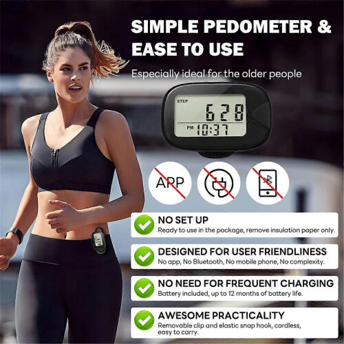 Clip-on Walking Pedometer LCD Display Accurate Step Electronic Step Counter 2