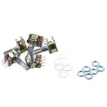 5 stuks B50K 50K Ohm 6-pins roterende lineaire potentiometer met gesplitste as en dubbele tapsheid
