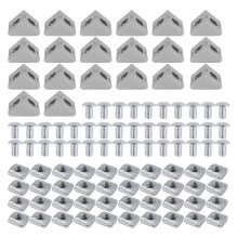Set di connettori per profili in alluminio serie 2020, 20 staffe angolari, 40 dadi a T M5 x 10 mm, 40 pezzi