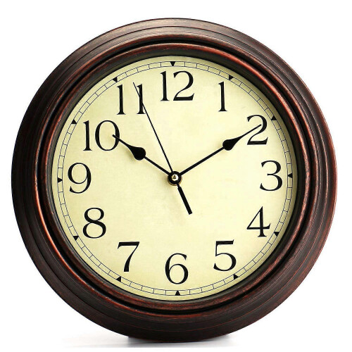 12-inch round retro silent quartz decorative wall clock