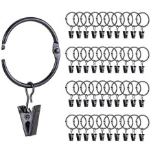 42pcs Opening Curtain Rings with Clips, 1 Inch Inner Diameter, Rustproof, Decorative