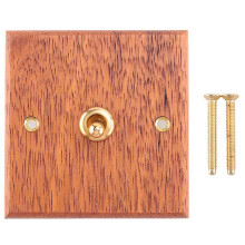 86 Type Solid Wood Panel Wall Light Retro Brass Toggle Switch Wood Grain Electrical Switch