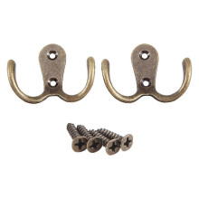 2pcs Antique Bronze Retro Metal Double Screw Wall Mount Hooks compatible with Hats