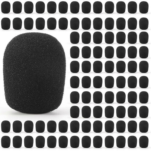 100 pezzi Griglia antivento in spugna per microfono, copri microfono nero 30mmx8mm