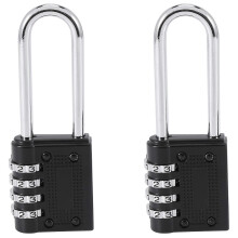 2-pack Waterproof 4-digit Resettable Outdoor Combination Lock, 6.5cm Long Hook