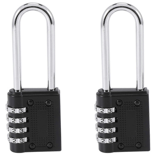 2-pack Waterproof 4-digit Resettable Outdoor Combination Lock, 6.5cm Long Hook