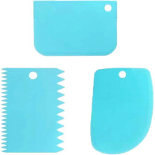 3 Pcs Cake Scraper Smoother Set, Cake Icing Smoother Tool for Cake Decorating, Plastic Dough Scraper Flexible Bowl Scraper for Baking