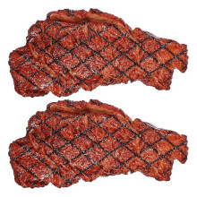 2pcs Artificial PVC Steak Simulation Food Models Cooked Roast Beef for Home Kitchen, Market Presentation