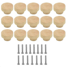 15pcs Round Wooden Drawer Handles compatible with Cabinets and Drawers