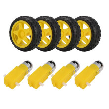 4pcs DC Motor with Plastic TT Motorcycle Rotary Axle and Gearbox compatible with Ard
