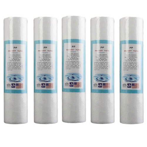 5 Stück Wasser-Sedimentfilter, 5 Mikrometer, 2,5" x 10" Kartuschen